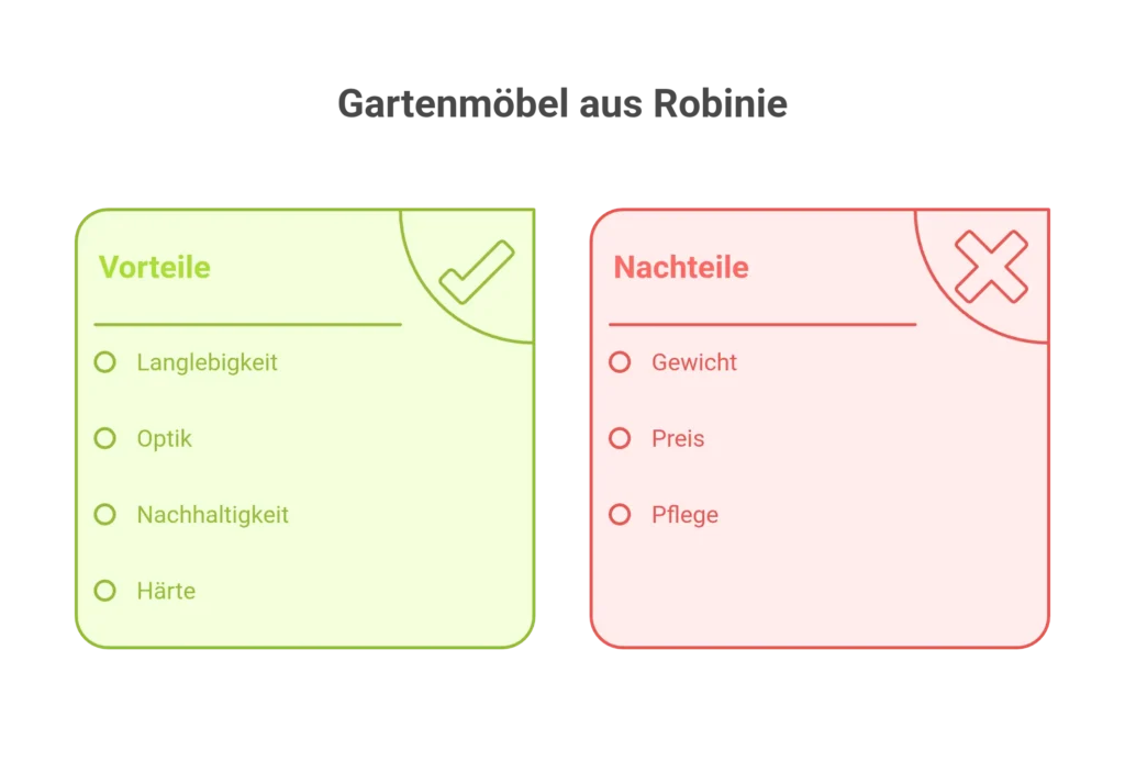 Vorteile und Nachteile bei Gartenmöbel aus Robinie