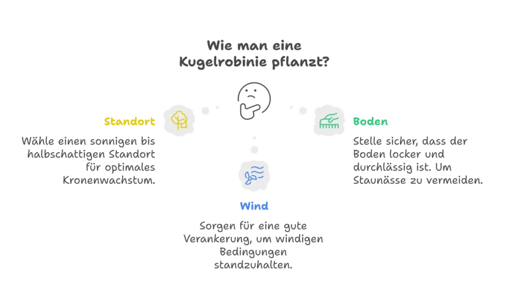 Wie pflanzt m an eine Kugelrobinie? Eine grafische Übersicht.