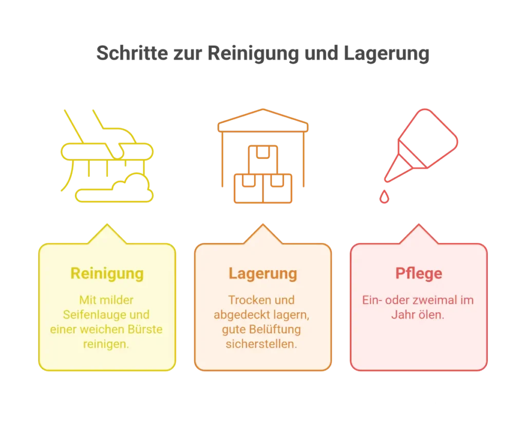Reinigung und Pflege von Robinien Gartenmöbel